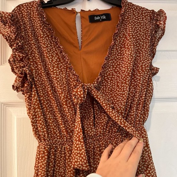 Burnt Orange Fab'rik Dress with Tie in Front - Picture 3 of 3